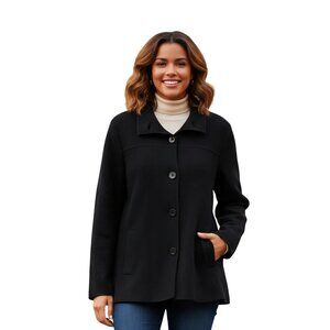 Talbots Italian Merino Wool Black Plussize Sweater Jacket Pockets Size 2X